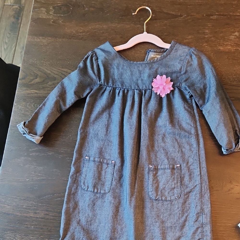 Healthtex Blue Pink Long Sleeve Cuffed Dress